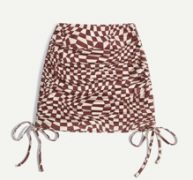 Plaid Drawstring Side Skirt