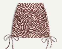 Plaid Drawstring Side Skirt