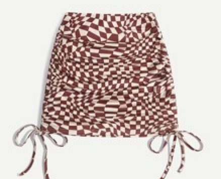 Plaid Drawstring Side Skirt