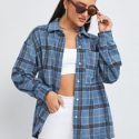 Plaid Drop Shoulder Blouse