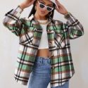 Plaid Drop Shoulder Button Front Coat