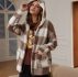 Plaid Dual Pocket Hooded Teddy Coat