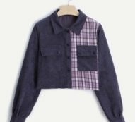Plaid Flap Pocket Colorblock Jacket