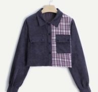 Plaid Flap Pocket Colorblock Jacket
