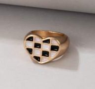 Plaid Graphic Heart Decor Ring