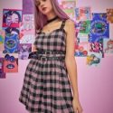 Plaid Grommet Eyelet Dress