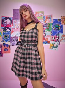 Plaid Grommet Eyelet Dress