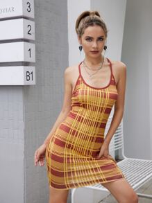 Plaid Halter Dress