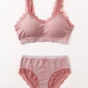 Plaid Lace Trim Lingerie Set