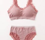 Plaid Lace Trim Lingerie Set