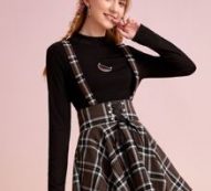 Plaid Lace Up Straps Skirt
