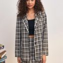 Plaid Lapel Neck Single Breasted Blazer & Skirt