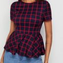 Plaid Peplum Top