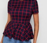Plaid Peplum Top