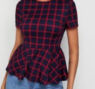 Plaid Peplum Top