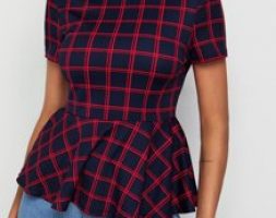 Plaid Peplum Top