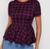 Plaid Peplum Top