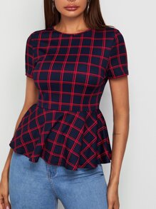 Plaid Peplum Top