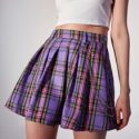 Plaid Pleated Chain Skirt