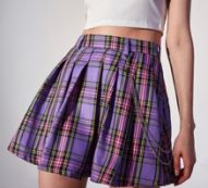 Plaid Pleated Chain Skirt