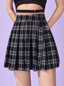 Plaid Pleated Skirt