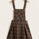 Plaid Pocket Pinafore Dress