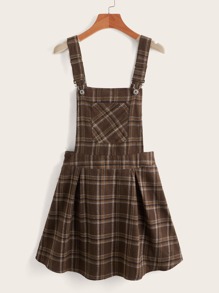 Plaid Pocket Pinafore Dress