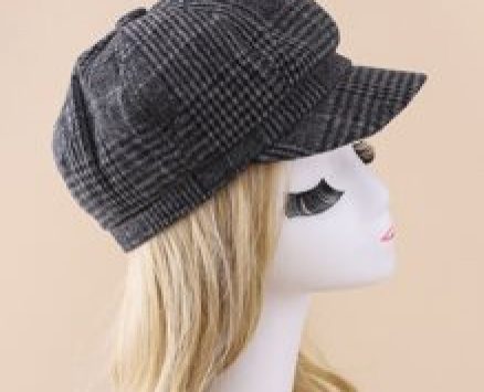 Plaid Print Baker Boy Cap