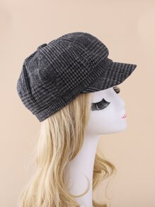 Plaid Print Baker Boy Cap