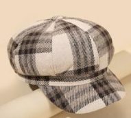 Plaid Print Baker Boy Cap