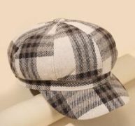 Plaid Print Baker Boy Cap