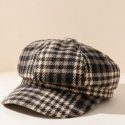 Plaid Print Baker Boy Cap