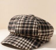 Plaid Print Baker Boy Cap