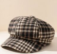 Plaid Print Baker Boy Cap