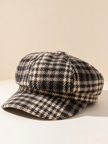 Plaid Print Baker Boy Cap