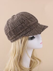 Plaid Print Baker Boy Cap