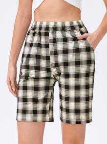 Plaid Print Bermuda Shorts