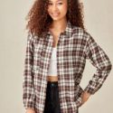 Plaid Print Button Front Blouse