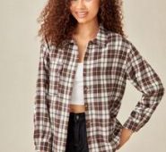 Plaid Print Button Front Blouse