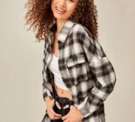 Plaid Print Button Front Blouse