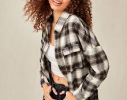 Plaid Print Button Front Blouse