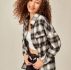 Plaid Print Button Front Blouse