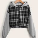 Plaid Print Hooded Jacket