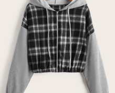 Plaid Print Hooded Jacket