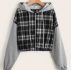 Plaid Print Hooded Jacket