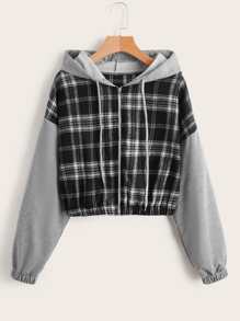 Plaid Print Hooded Jacket