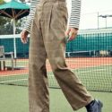 Plaid Print Slant Pocket Pants