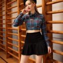 Plaid Print Super Crop Top & Cami Top