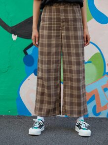 Plaid Straight Leg Pants