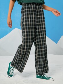 Plaid Straight Leg Pants